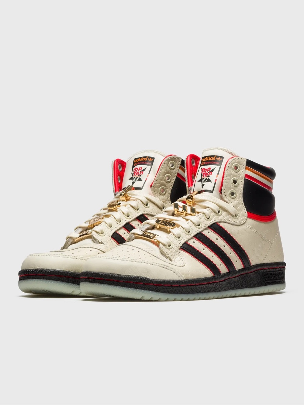 adidas ESPN top 10 edition Cream, Black & Red High-Top Sneakers